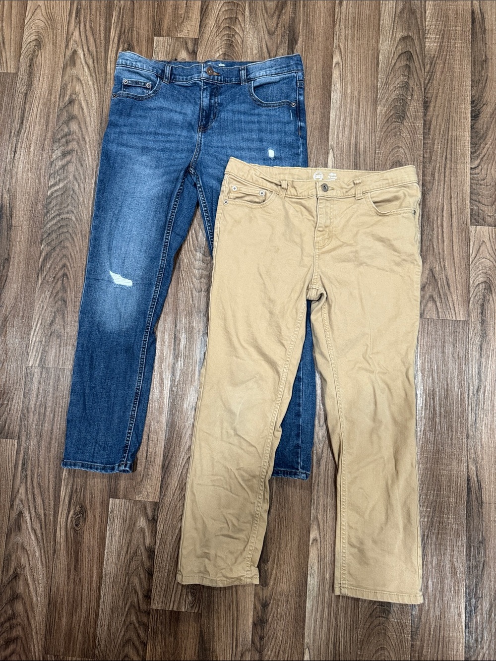 Boys Size 12 Husky Bundle of wonder nation Blue Denim & Khaki Straight Leg Jeans
